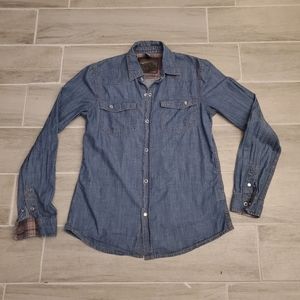 Denim Zara longsleeve snap button up flannel top